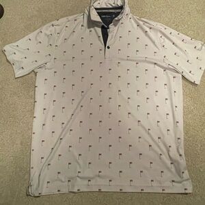 Walter Hagen White Golf Polo Shirt with American Flag Pattern
